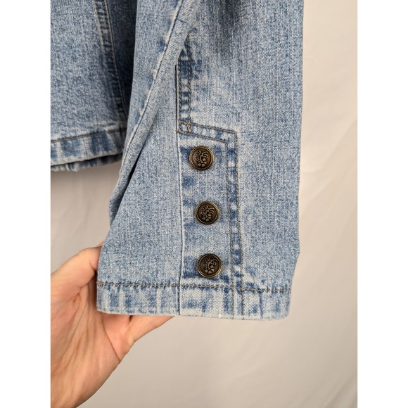 April Cornell Denim Jacket Floral Button Western Country Boho Indie Festival - Picture 8 of 10